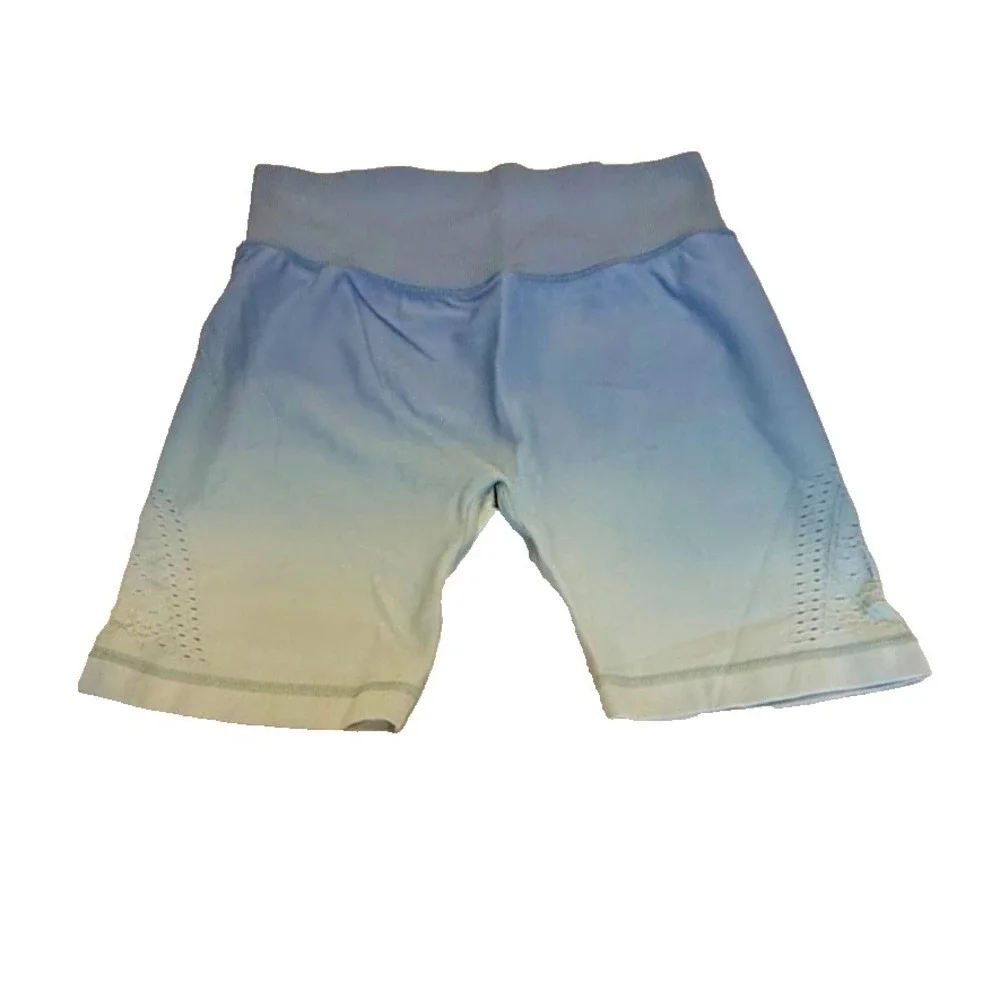 Victoria's Secret PINK Stretch Activewear Legging Shorts Ombre Teal; Size Medium